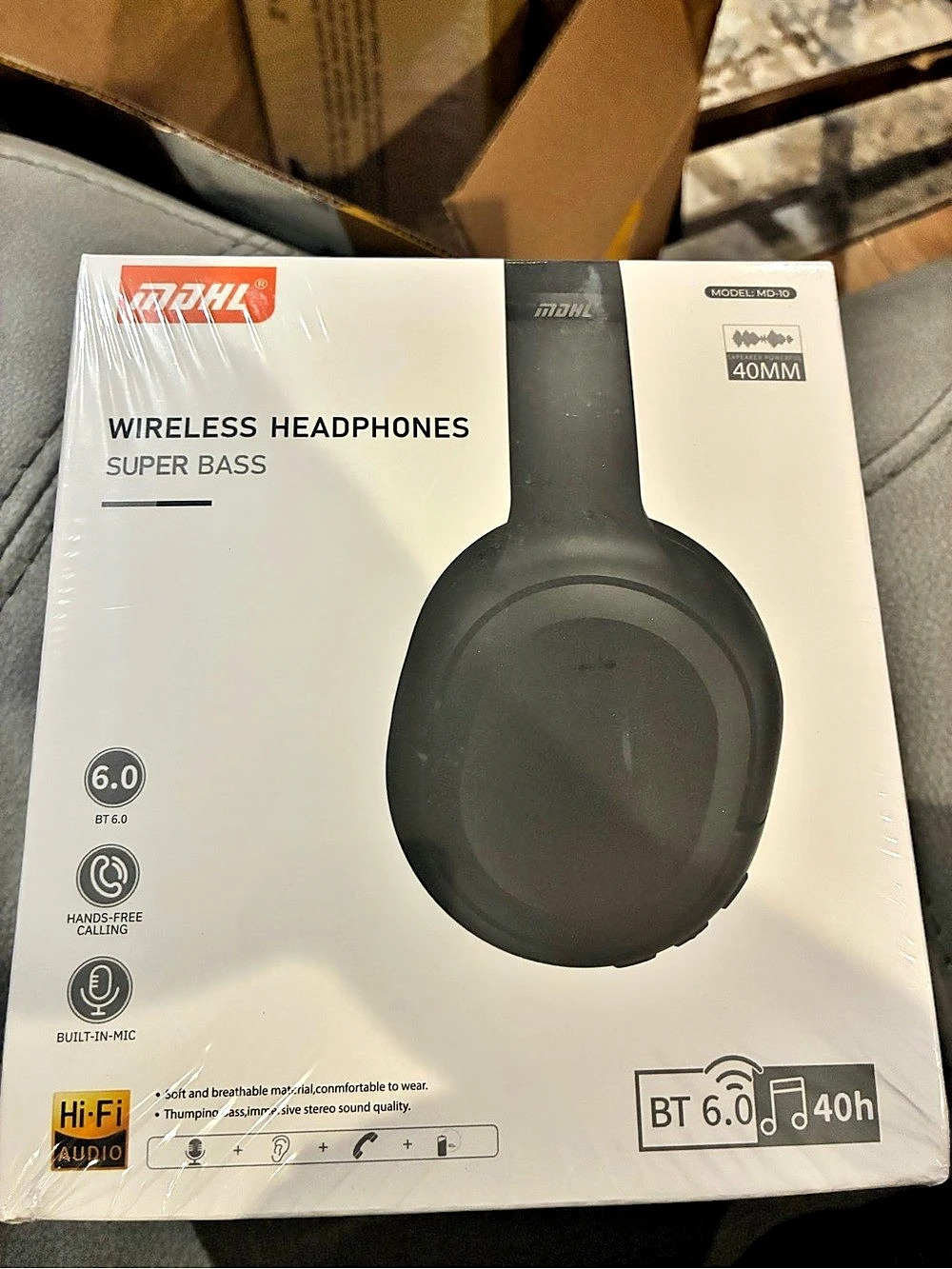 MZH ERD-394 Wireless Over-Ear Headphones in Black NWT